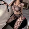 Sex underwear large size jacquard pure desire sex net clothes large mesh perspective one-piece net socks hollow perspective clothing