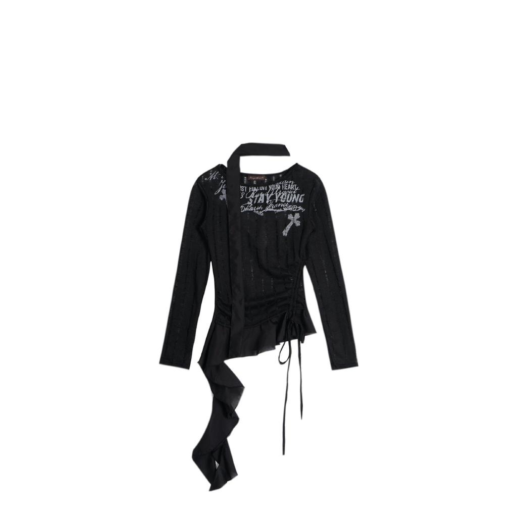 New American Style Hot Girl Personality Design Slim Fit Long Sleeve T-Shirt