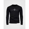 Minimalistisches Kreuzmuster Herrenmode Langarm Frühling und Herbst Einfarbige Rundhals-T-Shirts Atmungsaktive Sportbekleidung für den Außenbereich