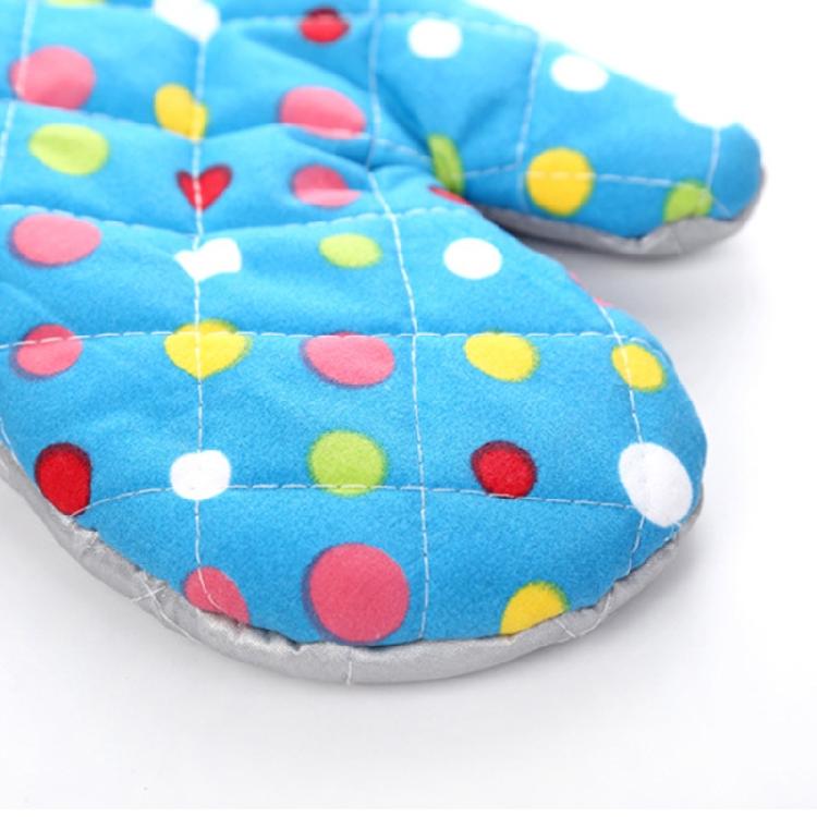 Padded Lining Protective Glove Oven BBQ Polka Dot Mitts Kitchen Cooking Tools