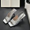 Fashion SUOJIALUN 2025 New Brand Women Sandal Shoes Fashion Square Toe Slip On Gladiator Shoes Thin High Heel Ladies Elegant Pumps Shoes
