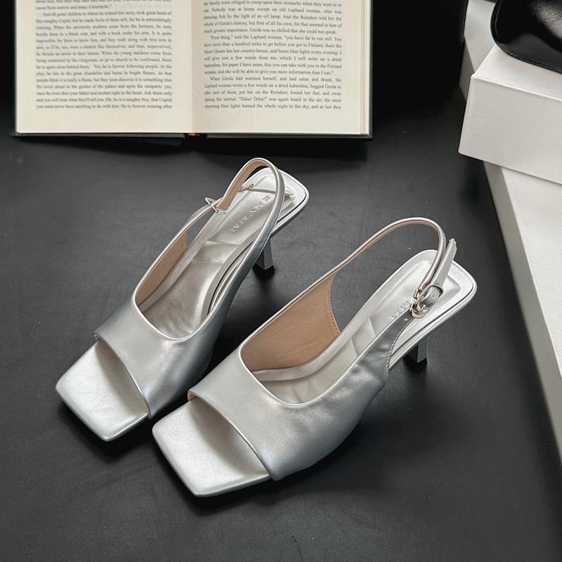 Fashion SUOJIALUN 2025 New Brand Women Sandal Shoes Fashion Square Toe Slip On Gladiator Shoes Thin High Heel Ladies Elegant Pumps Shoes