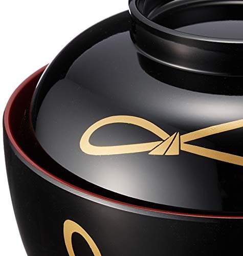 Maeju Lacquerware Zoni Bowl, Black with Red Interior, Traditional Yamanaka Lacquer, 450ml, Made in Japan, Product Number: 3T-420