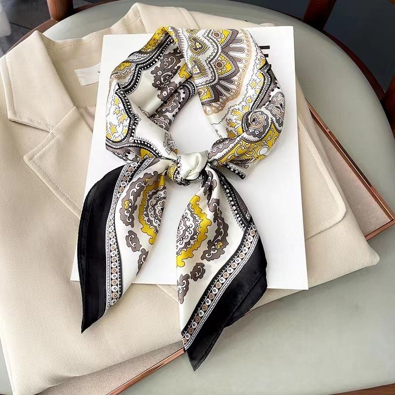 68Cm Chinese Style Cashew Printed Scarf Women'S Autumn Winter Polyester Fiber Scarf Fashion Warm Headscarf Shawl Neck Protection