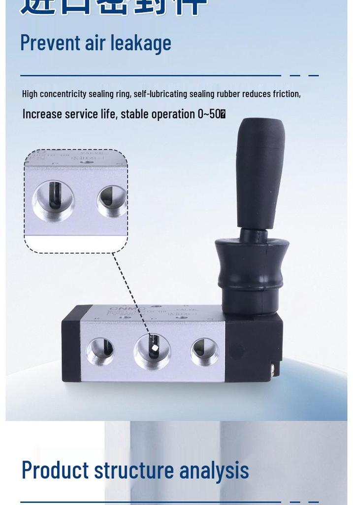 Two-position, Five-way Pneumatic Hand Lever Valve for Smooth, Responsive Manual Control.