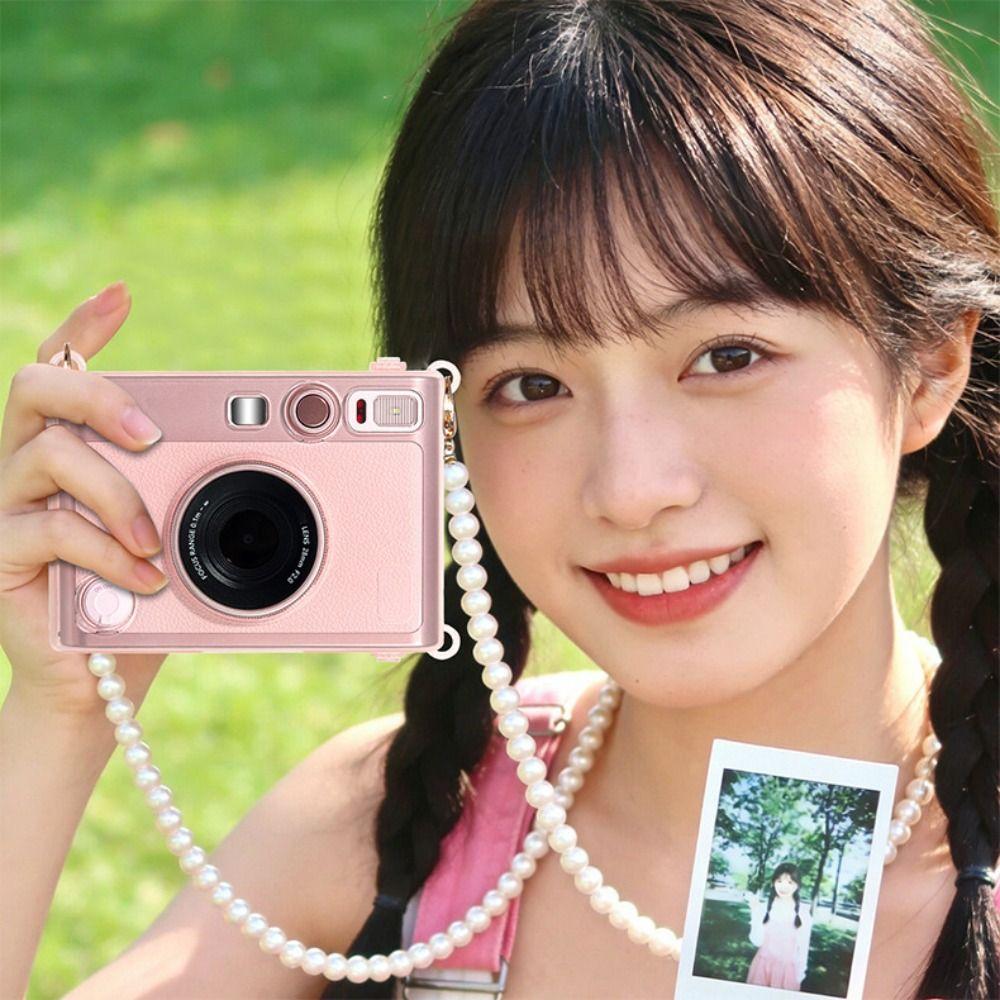 Translucent Pink Carrying Case Protective Cover for Fujifilm Instax Mini EVO Photo Equipment