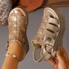 Roman Sandals Women Summer Thick Sole Pu Shea With Buckle For Casual Wear