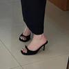 Fashion Slipper Mules Low High Heels Shoes 2024 Summer Best Street Look Females Square Head Open Toe Bow Strappy Sandals Women
