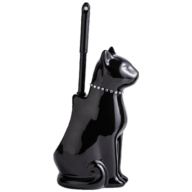 Ceramic Toilet Brush Holder Long Handle Bathroom Cleaning Tool for Home