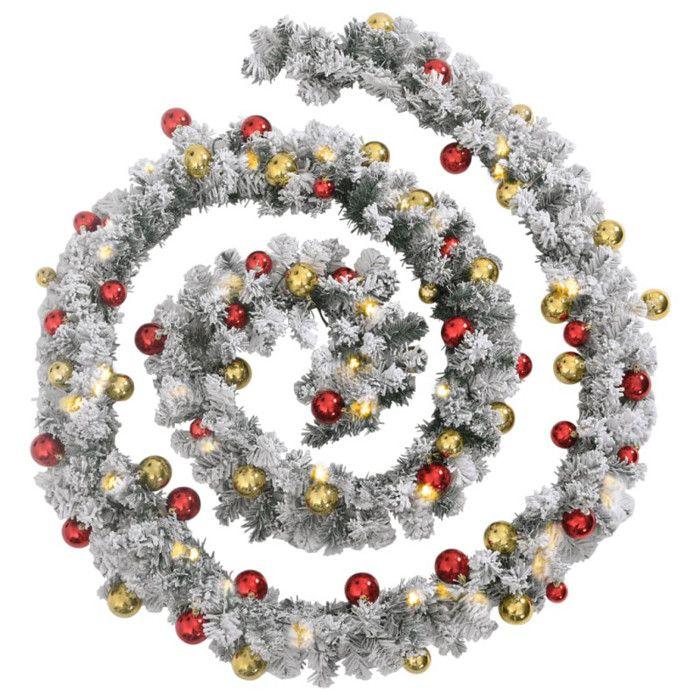 VidaXL Christmas Garland with Balls and Green LED Lights 10 M PVC, Christmas Decoration, Hanging Christmas Decor 4019673