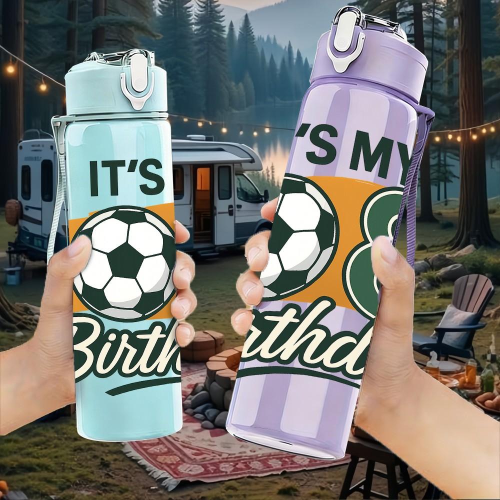 1PC Its My 8th Birthday 750ml Color Plastic Sports Water Bottle Leakproof Flip Straw Lid Suitable for Sports Office Home Use