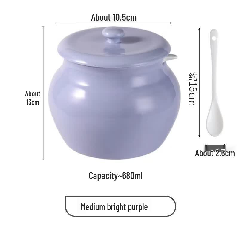 Ceramic Lard Storage Jar with Lid and Spoon