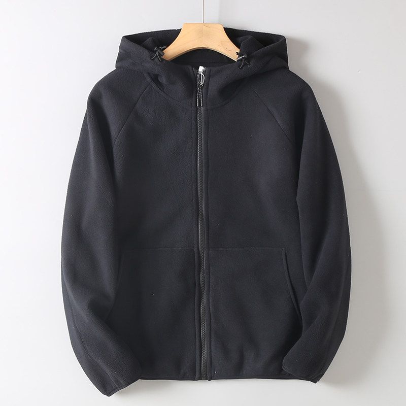 Original Export Surplus Fleece-Lined Thickened Warm Hooded Sweatshirt for Men, Autumn and Winter Sports Casual Fleece Jacket