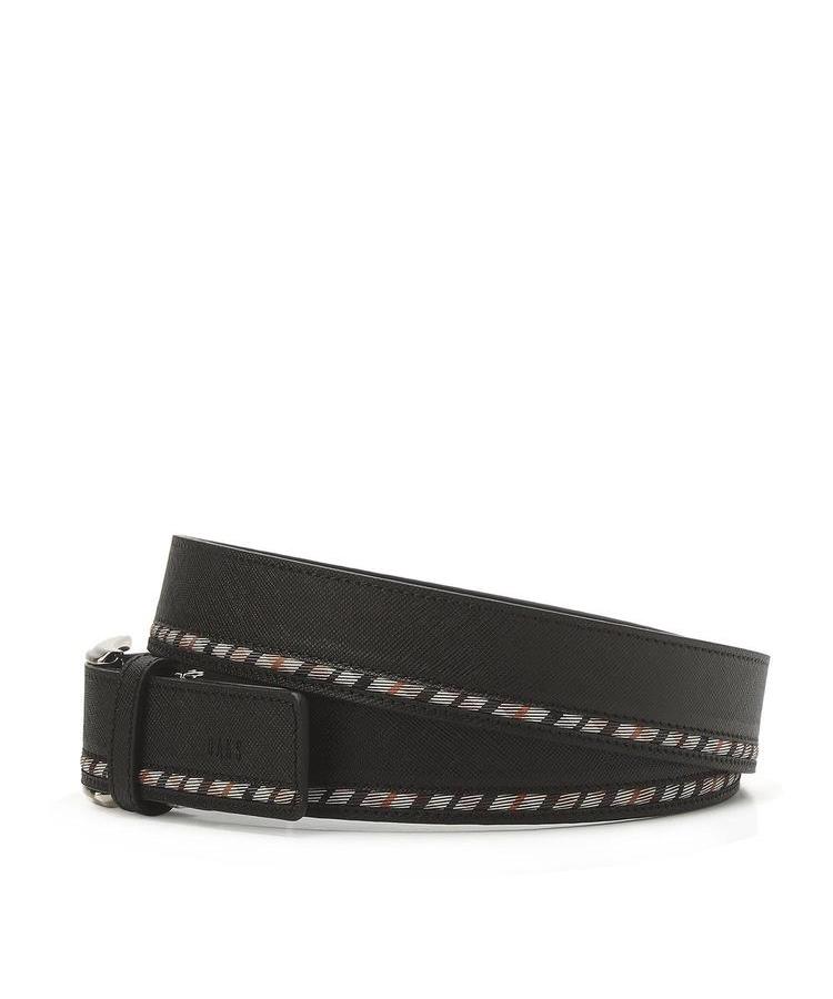 Dagseunamseongaegseseoli Black One Check Line Strap Cowhide Tab Belt Dbbe6F201Bk