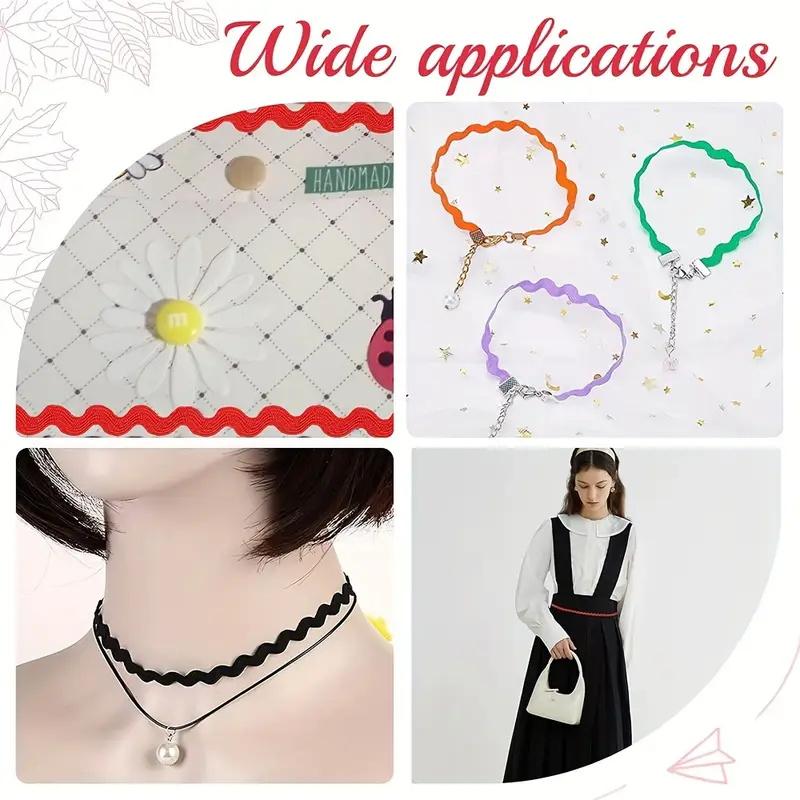 1 Roll 27yd/25m RIC Rac Trim Ribbon Wave Sewing Bending Fringe Trim 5mm/0.2 inch for Sewing Flower Making Wedding Party Lace Rib