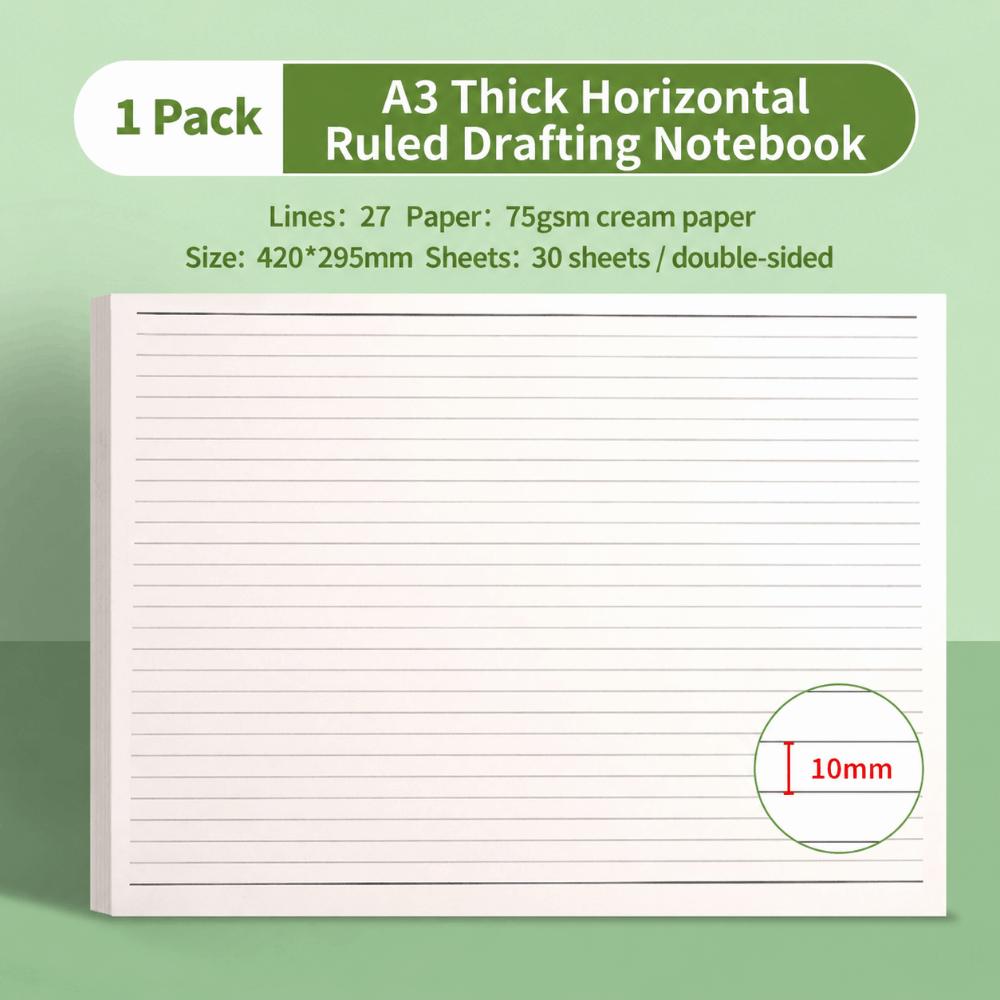 Tearable Lined Draft Notebook Wide Horizontal Exam Practice Scratch Pad  Math & Note Taking