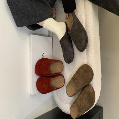 2025 New Leather Thick-soled Bag Head Half Slippers Women Wear Half Tray Non-slip Retro Ugly Boken Trendy Slippers