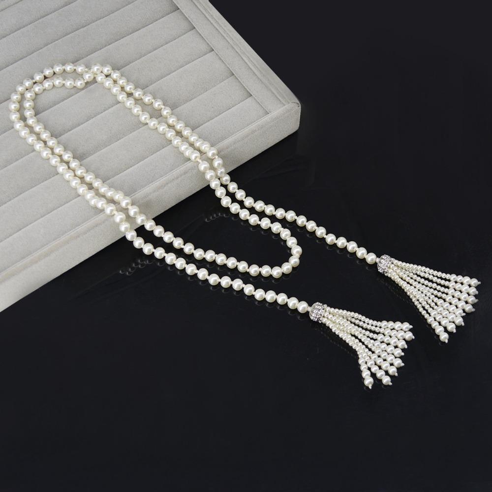Tassel Sweater Chain Charm Waistband Exquisite Pearl Beaded Necklace  Girls