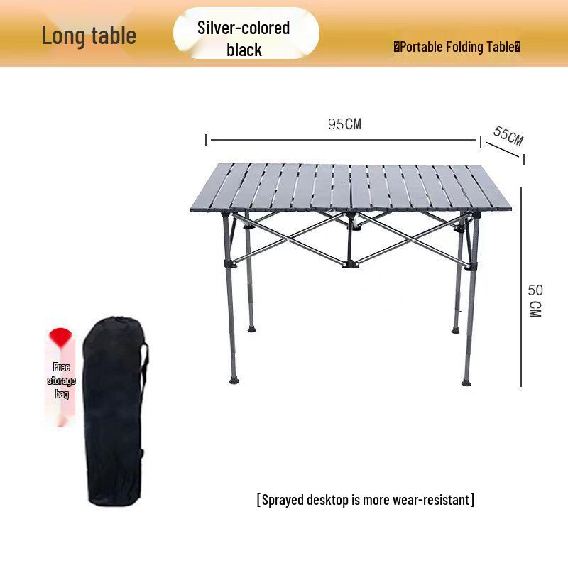 Portable Metal Roll-Up Folding Table for Camping, Picnic, and BBQ