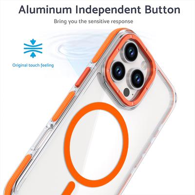For iPhone 16 Pro Max Case Anti-Drop Dual Color PC+TPU Transparent Phone Cover Compatible with MagSafe