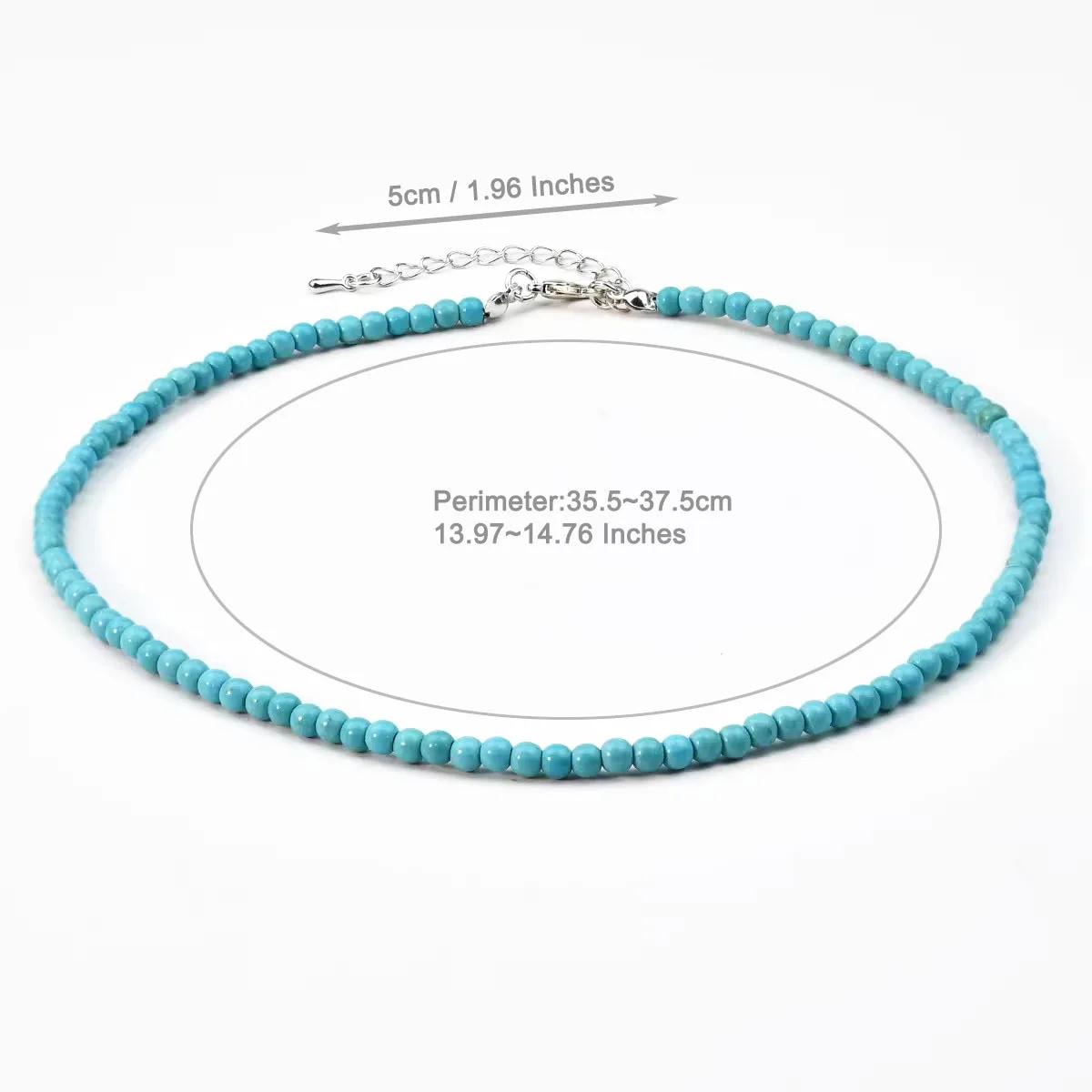 Seulement Boho Turquoise Gemstone Beaded Choker Necklace for Women Not Allergic Evil Eyes Pendant Necklace Jewelry Gift
