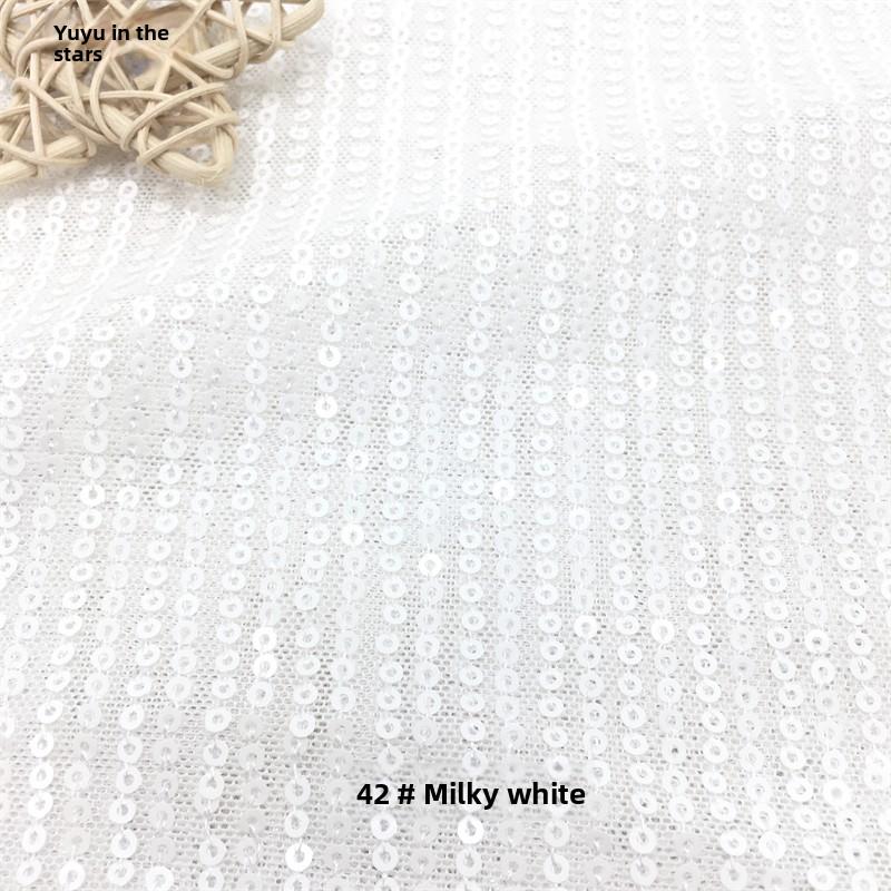 Sequin Bead Embroidery Elastic Mesh Fabric for DIY Sewing Stage Costumes Dress Scarf Clothing Fashion Cloth By The Meter