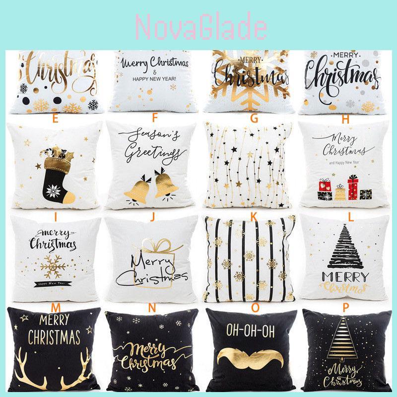 Luxurious Christmas Pillow Case Glitter Cotton Linen Sofa Throw Cushion Cover For Cozy Living