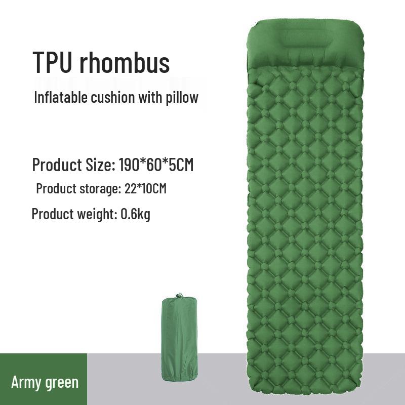 TPU Inflatable Foot-Pumped Camping Pad: Lightweight Outdoor Air Mattress, Moisture-Proof for Mountaineering and Naps