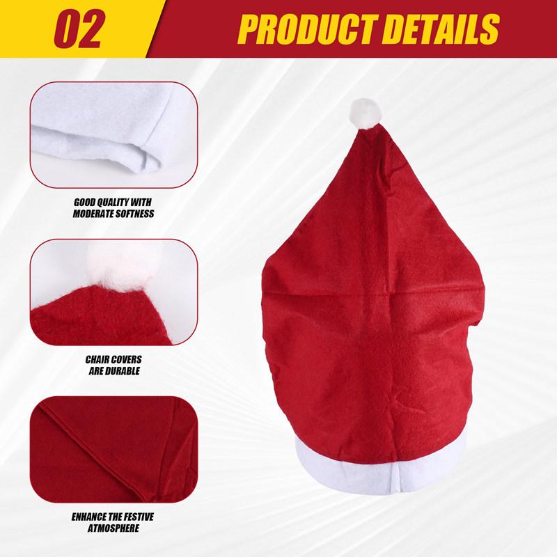 6 Pcs Christmas Chair Covers Santa Hat Chair Covers For Dining Room Holiday Christmas Decorations Red