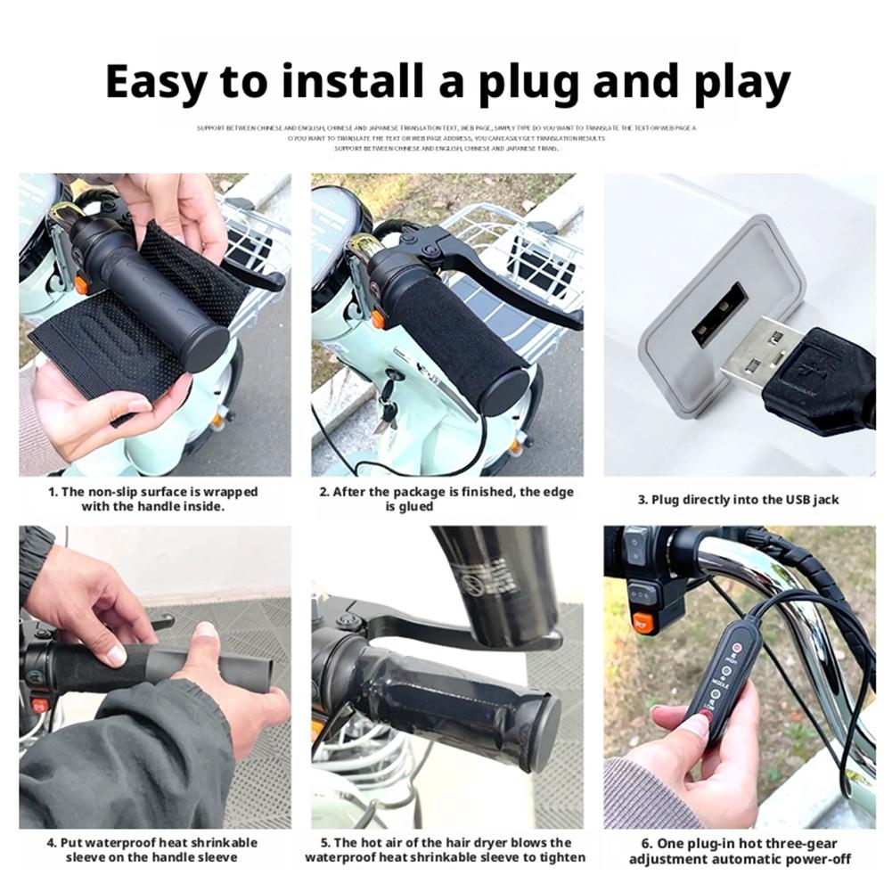 USB-Heizgriff 5V 3 Stufen Wärmer Elektrische Heizgriffabdeckung Lenkerheizung Wärmer-Kit Motorradzubehör