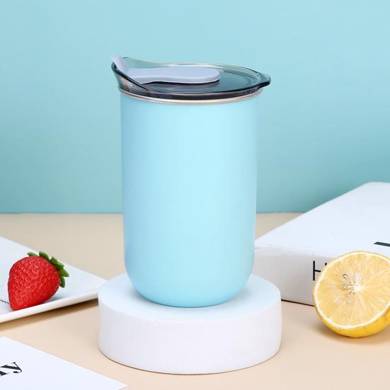 Water Cup 300ml Ergonomic Milk Cup Comfortable Grip Double-Layer Coffee Cup Tooth Brushing Cup Mouthwash Cup Multifunctional Mixing Cup