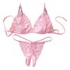 2 Pcs/Set Sexy Underwear Hollow Out Lace Solid Color Wireless Unpadded Open