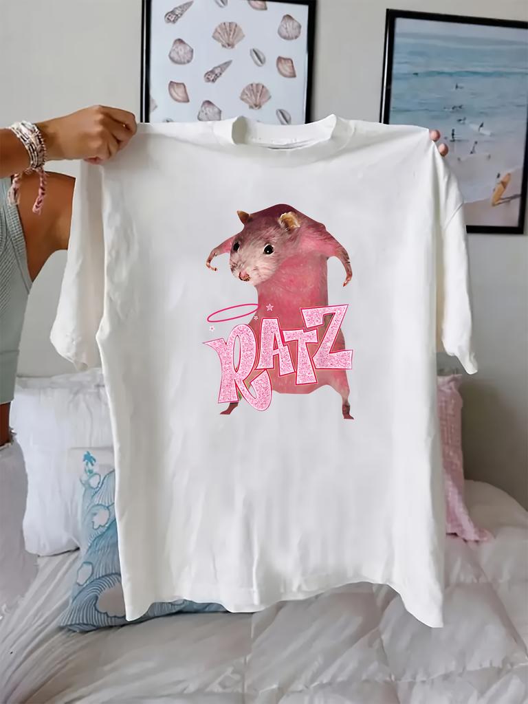 Ratz Fun And Humorous Printed Tshirt Short Sleeved Round Neck Summer And Spring Casual Top
