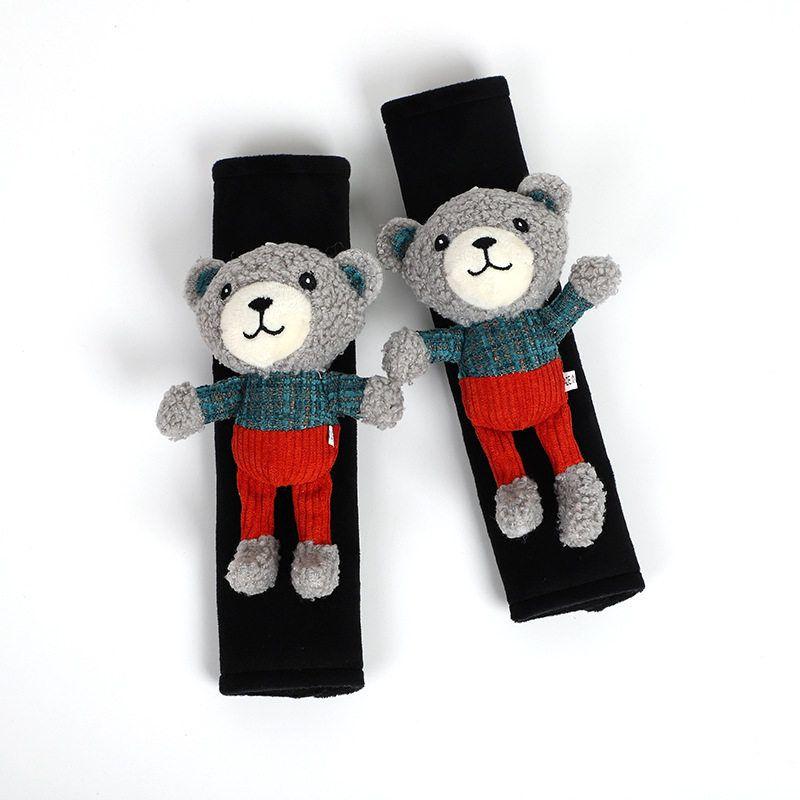 Car Safety Belt Shoulder Pad Cover Stuffed Cartoon Car Seat Belt Anti-Strangulation Shoulder Pad Cute Car Interior Design Supplies Couple bear