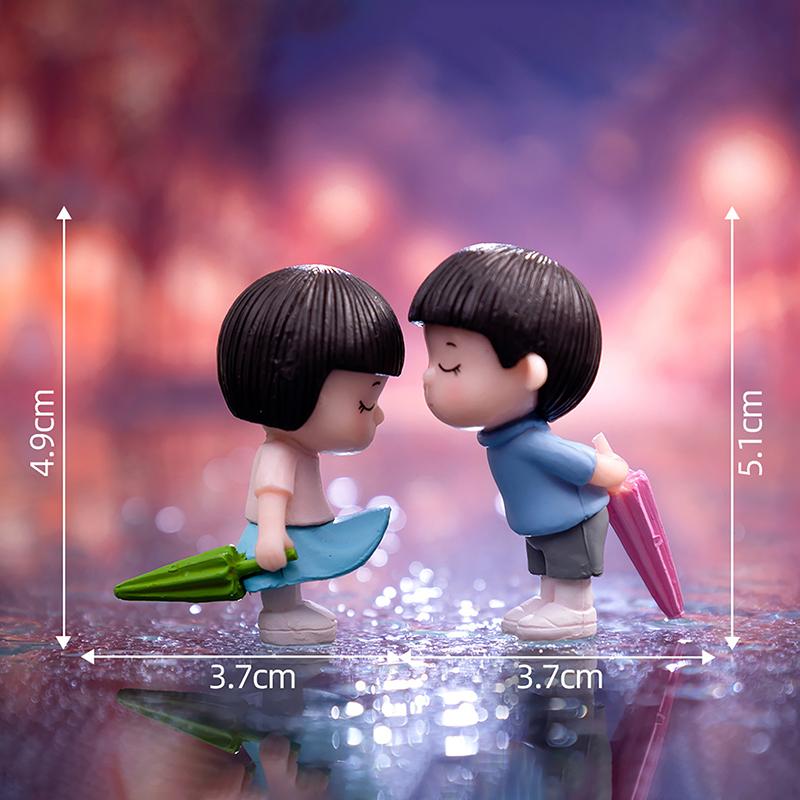 

1 пара миниатюрных фигурок пары с зонтиком, микроландшафтное украшение для миниатюрного сказочного сада, домашний декор, подарок на День святого Валентина