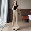 Khaki High Waist Retro Flare Jeans for Women - Slimming Fit, Wide-Leg, Perfect for Spring & Autumn