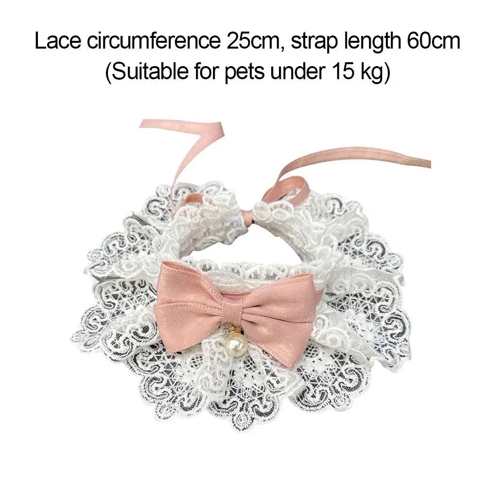 Colletto di Perle con Fiocco di Pizzo Gatto Cane Fazzoletto da Collo Animali Domestici Gatti Gattino Cane Cucciolo Stringa Bavaglino Collana Cravatta Cinturino da Collo Sciarpa Accessori