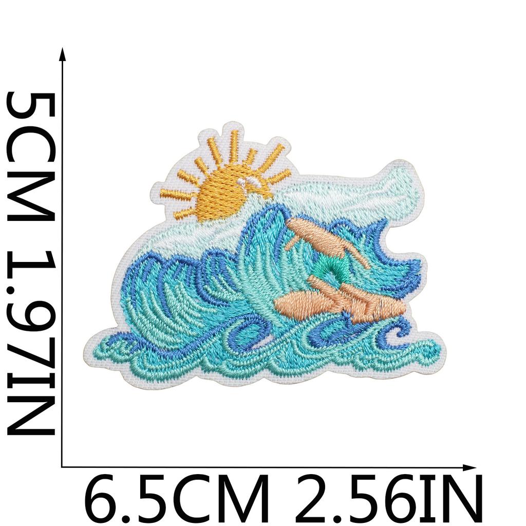 Leisure Vacation Embroidery Cloth Sticker Beach Surf Patch Sticker Bag Decoration Wave Beach Car Computer Embroidery Chapter Boy