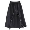 DIMANAF 2026 Spring Summer Plus Size Women Long Skirts Elastic Waist Trousers Oversize Fashion Lady Clothing Black