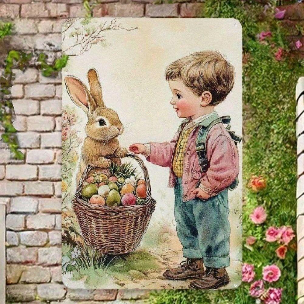 

Vintage Rusty Metal Easter Egg Hunt Wall Decor