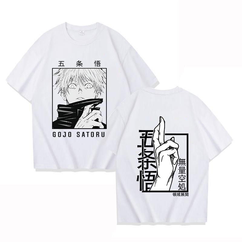 Hot Anime Gojo Satoru Printed Loose T-shirt Women Men Fashion Harajuku Casual Cool Cartoon Streetwear Tops