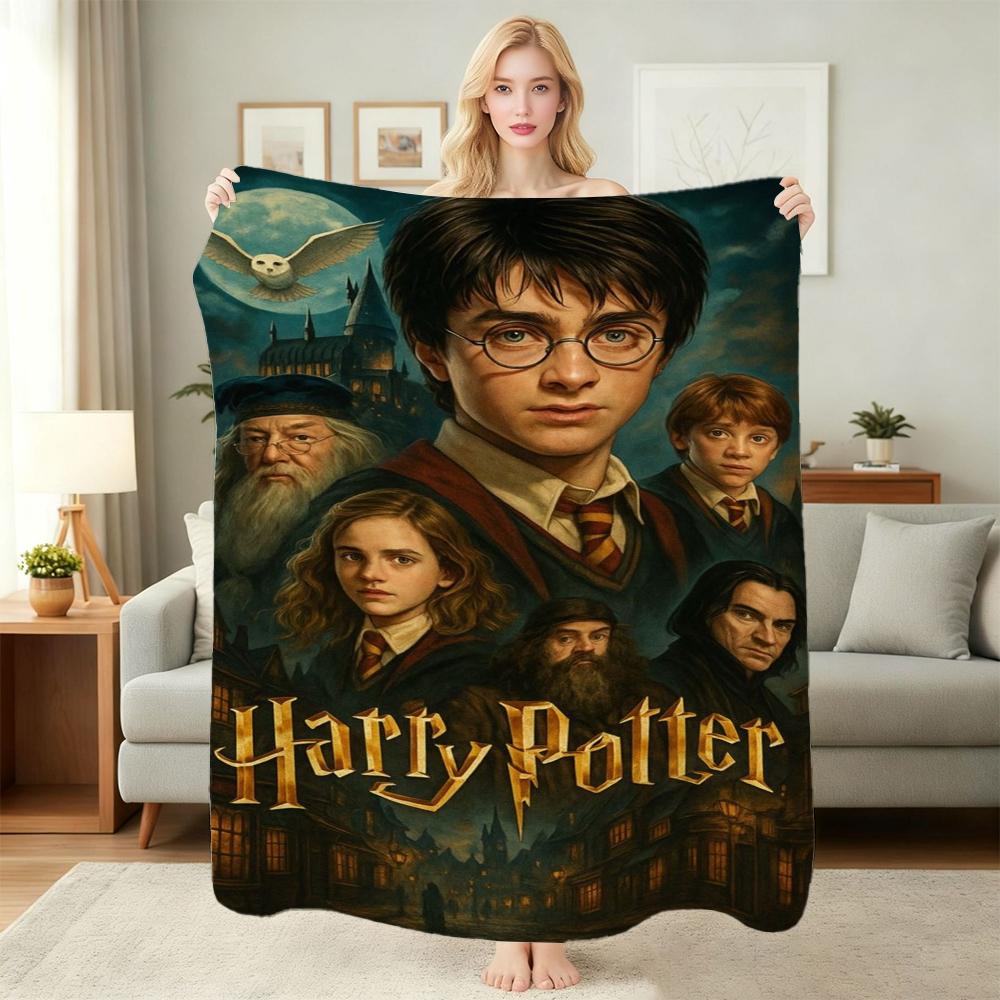 Harry Potter'S Magical World Theme Printed Blanket Breathable Fleece Blanket For Bedroom Sofa Nap Home Party Decor Memorial Gift