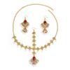 European and American bohemian luxury fringed necklace earrings set exotic style pearl rhinestone collarbone chain ear jewelry
