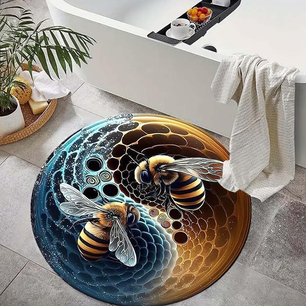 Bee Round Rug Suitable For Office Reception Decorative Carpet Office Chair Protection Carpet And Also Suitable For Gifts To Relatives And Friends