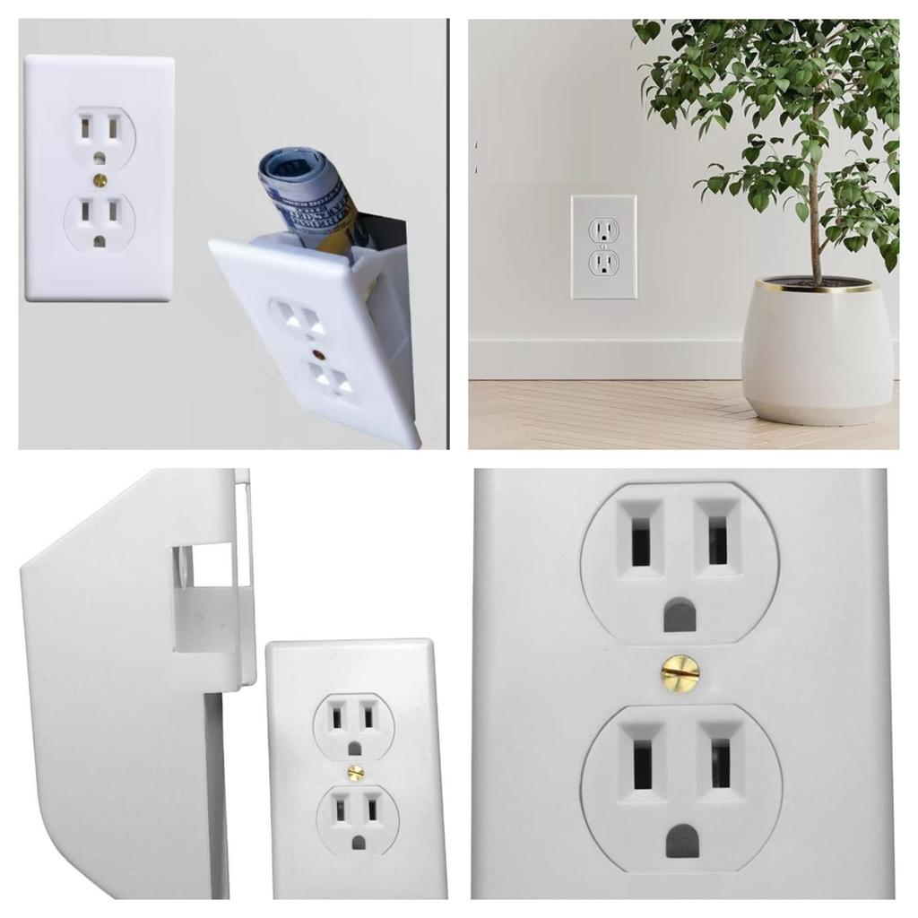 Stylish Wall Outlet Hider Sturdy Discreet Wall Socket Safe Concealed Storage Box For Coin Cash And Small Items