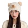 Cute Cartoon Bear Wool Hat Female Season Student Cold Hat Big Head Circumference Warm Ear Protector Knitted Hat