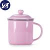 400ml Vintage Enamel Coffee Mug with Lid Ceramic Milk Mug Pigmented Tea Cup Office Water Cup Drinkware