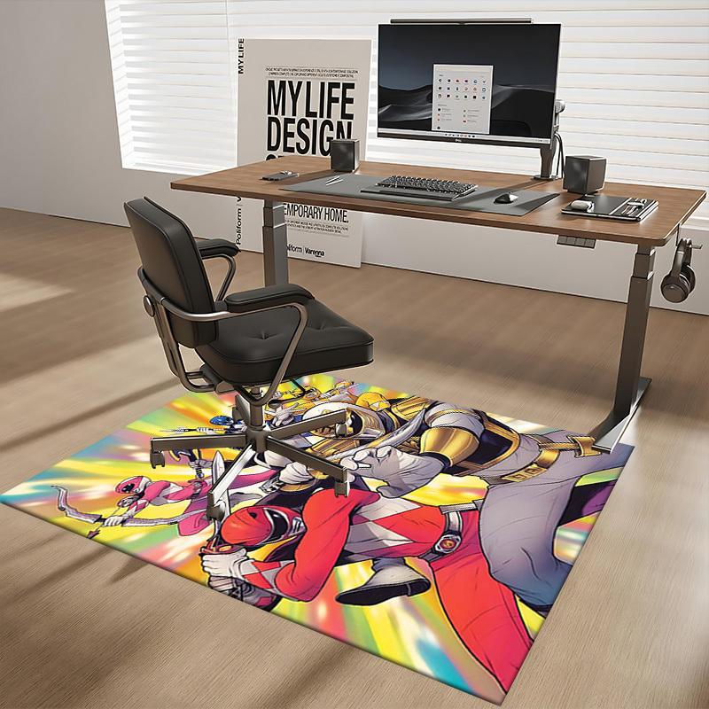 1pc Power Rangers Red Ranger Chair Mat - Anime Cartoon Design, Non-Slip Carpet for Office, Home Decor, Living Room, Bedroom, Game Room - Perfect Gift