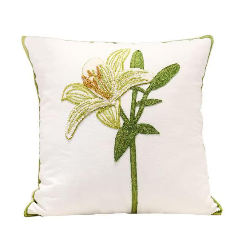 Pure Cotton Embroidery Tulip Spring Throw Pillow Covers Outdoor Patio Cushion Cover Pillow Cases Summer Garden Decorations Home