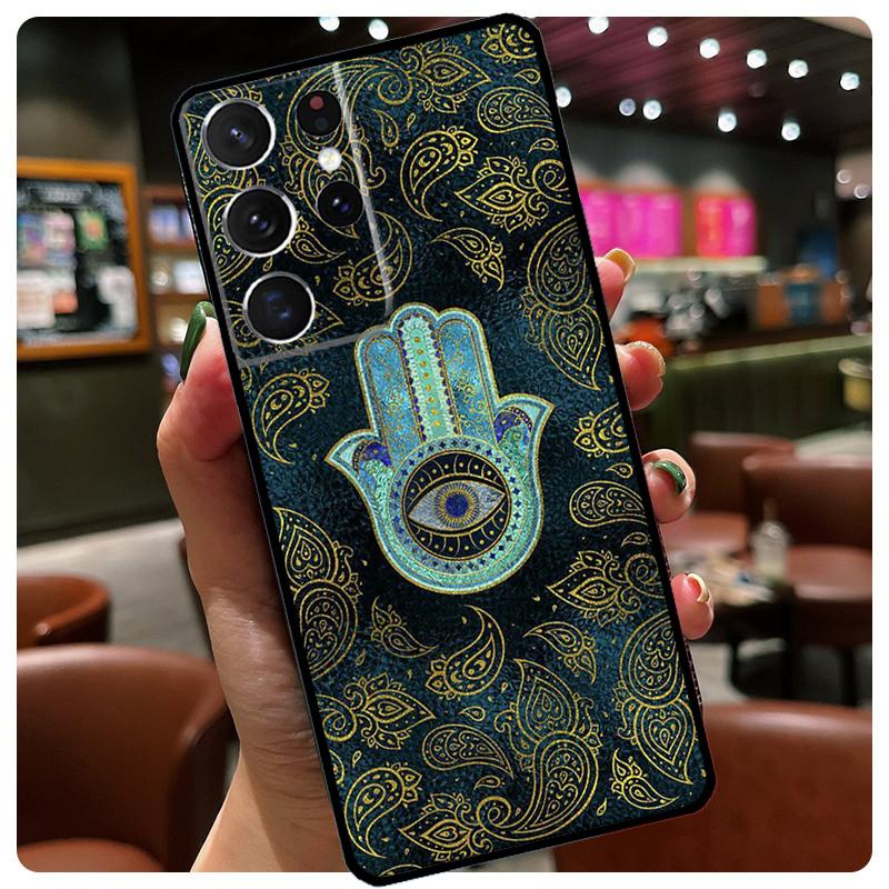

Hamsa Hand Of Fatima Art Phone Case For Samsung Galaxy S23 Ultra S21 S22 S24 S25 Ultra S9 S10 Plus S24 S25 FE Cover Galaxy S20 FE